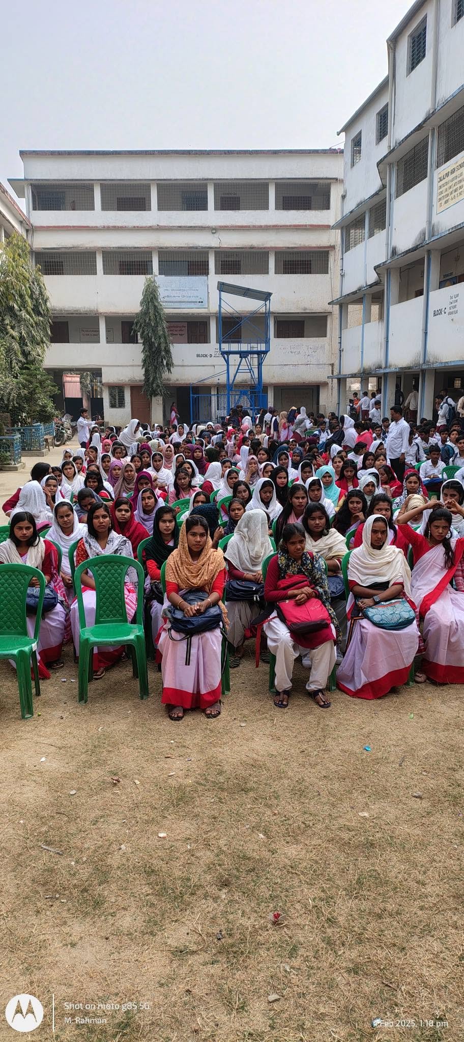 Students assembled in courtyard — Jalalpur High School community